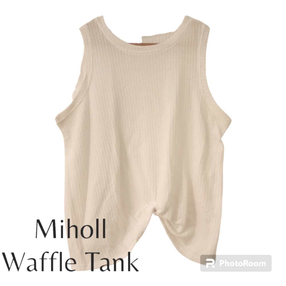 Miholl Waffle Tank Top with Front Twist